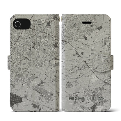 【東久留米（東京都）】地図柄iPhoneケース（手帳タイプ）モノトーン・iPhone SE（第3 / 第2世代） / 8 / 7 / 6s / 6 用