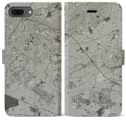 【東久留米（東京都）】地図柄iPhoneケース（手帳タイプ）モノトーン・iPhone 8Plus /7Plus / 6sPlus / 6Plus 用