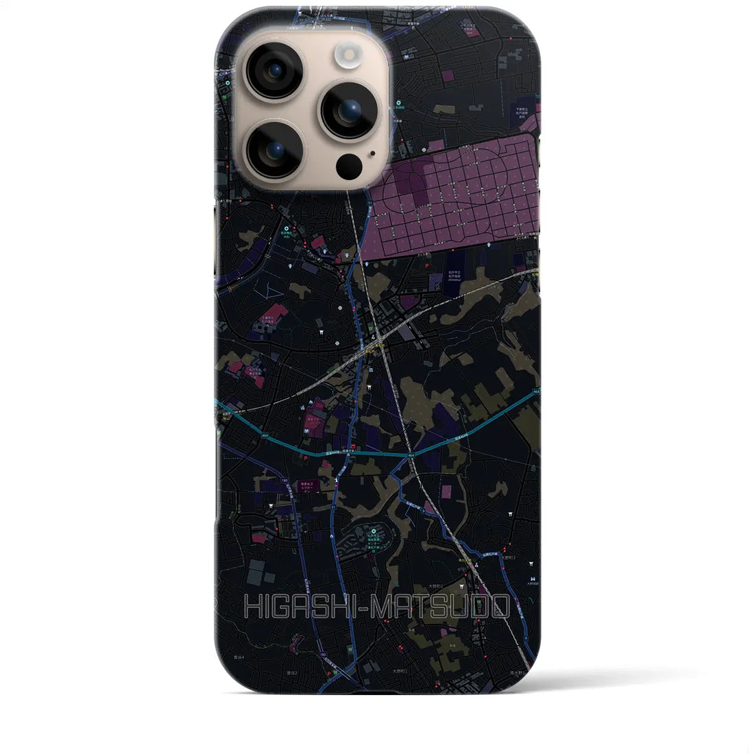【東松戸(千葉県)】地図柄iPhoneケース(バックカバータイプ)