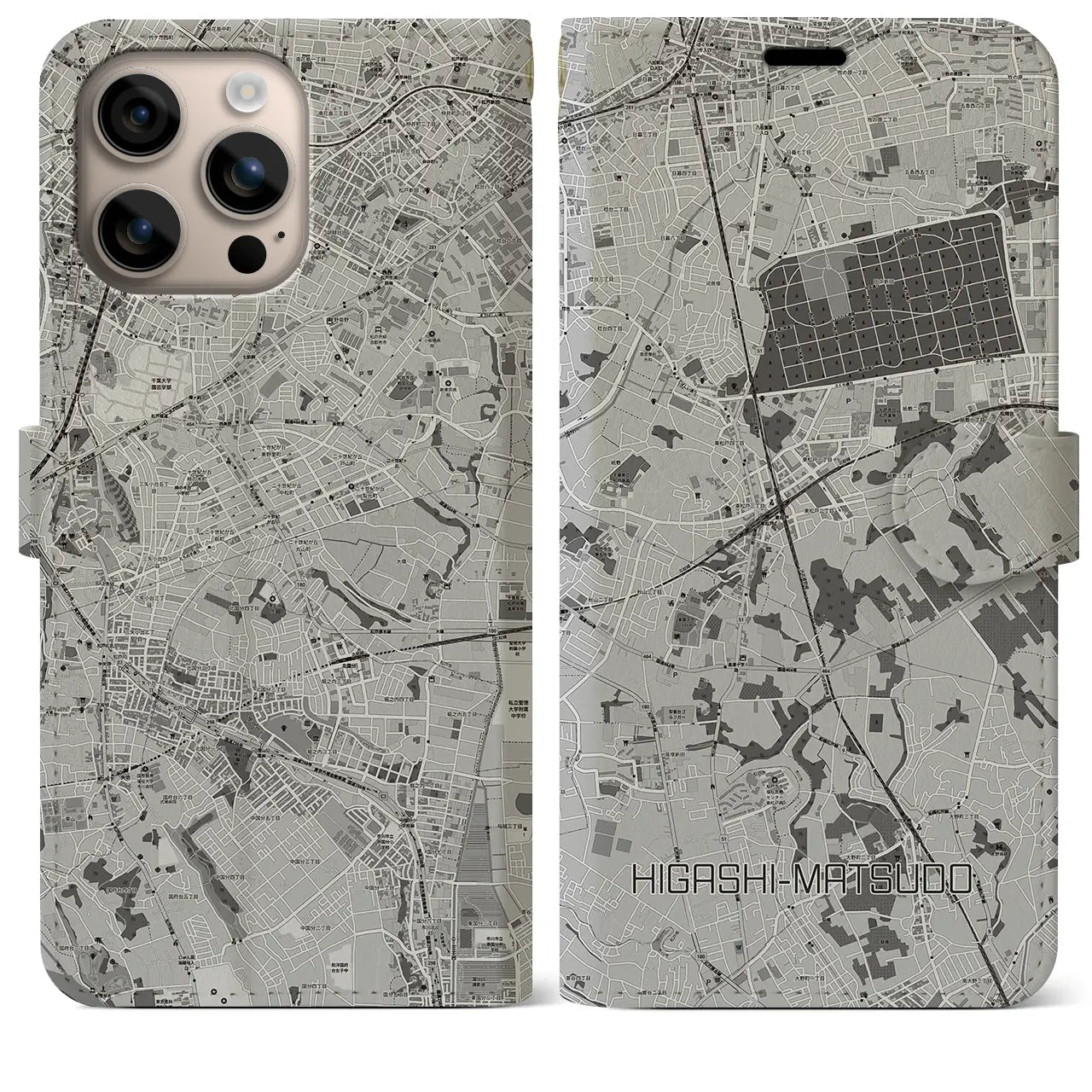 【東松戸（千葉県）】地図柄iPhoneケース（手帳タイプ）