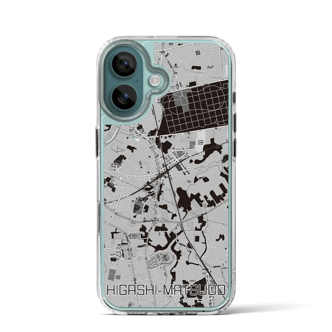 【東松戸（千葉県）】地図柄iPhoneケース（MagSafeタイプ）モノトーン・iPhone 16 Pro 用