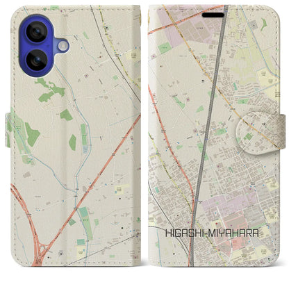 【東宮原（埼玉県）】地図柄iPhoneケース（手帳タイプ）ナチュラル・iPhone 16 Pro Max 用