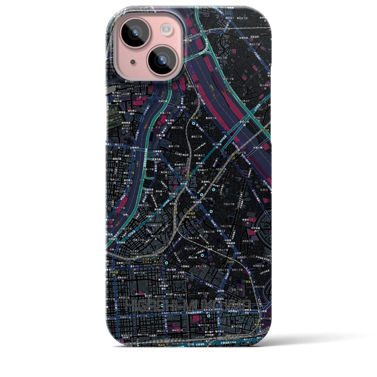 【東向島（東京都）】地図柄iPhoneケース（バックカバータイプ）