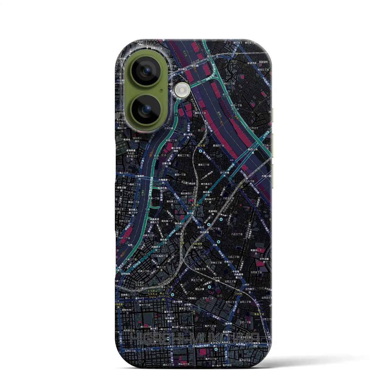 【東向島（東京都）】地図柄iPhoneケース（バックカバータイプ）