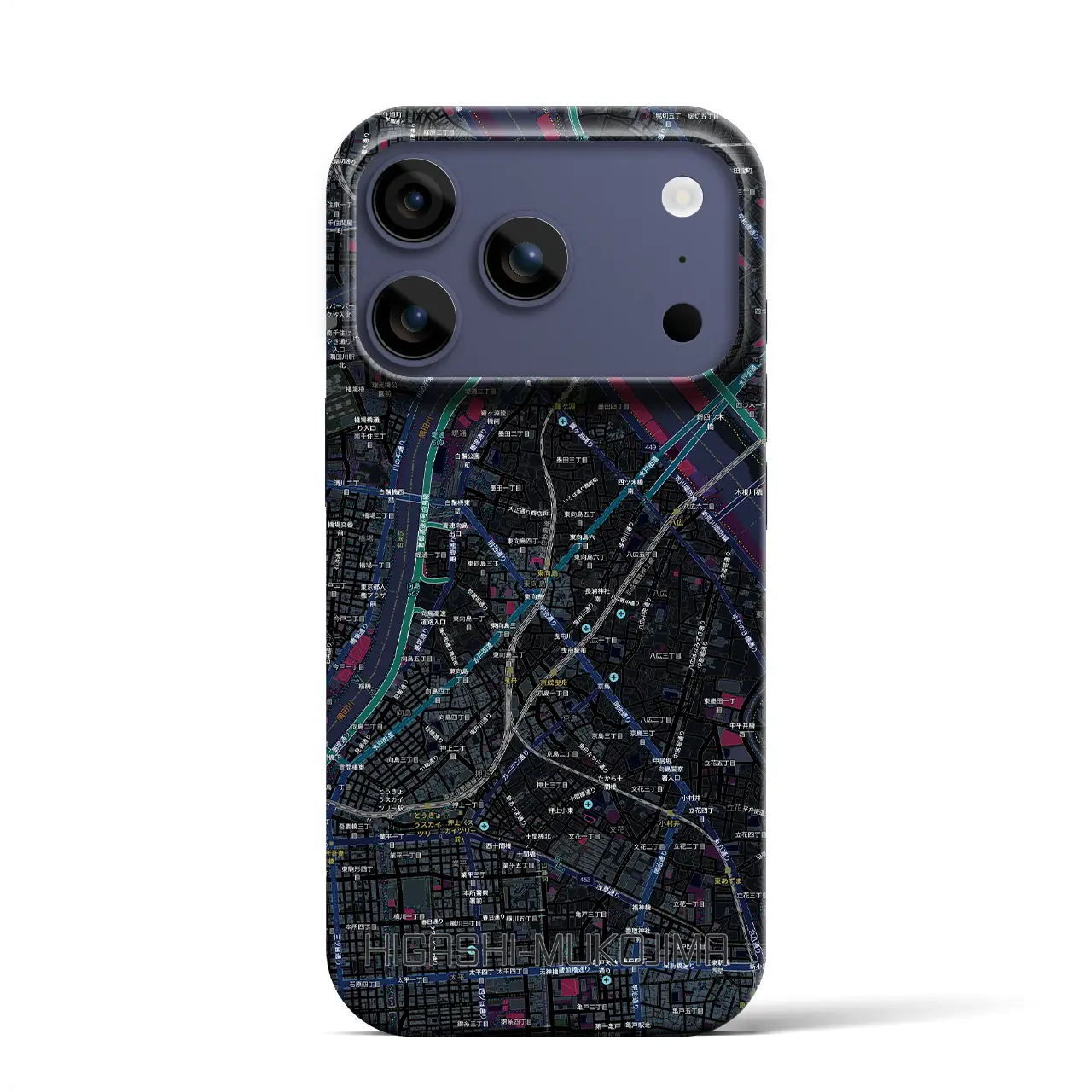 【東向島（東京都）】地図柄iPhoneケース（バックカバータイプ）