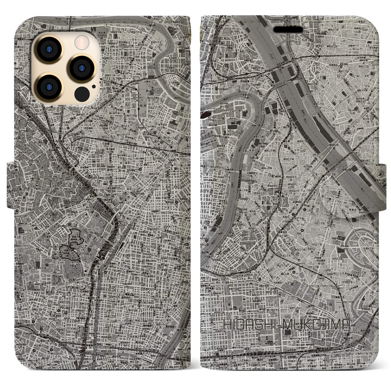 【東向島（東京都）】地図柄iPhoneケース（手帳タイプ）