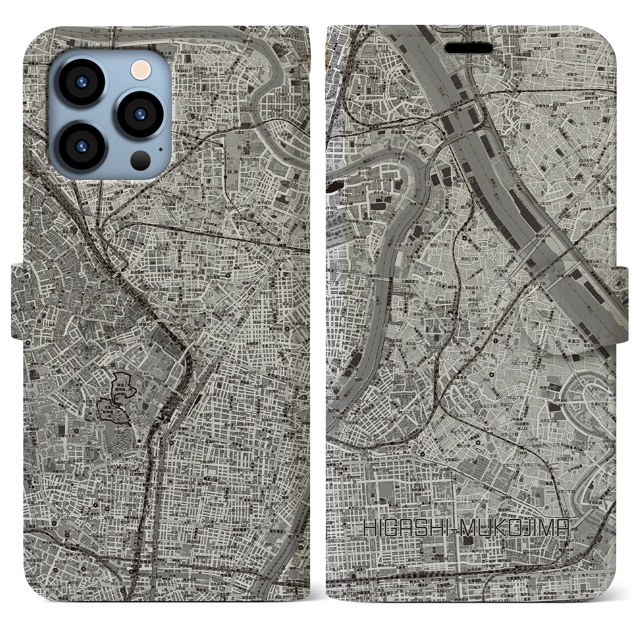 【東向島（東京都）】地図柄iPhoneケース（手帳タイプ）