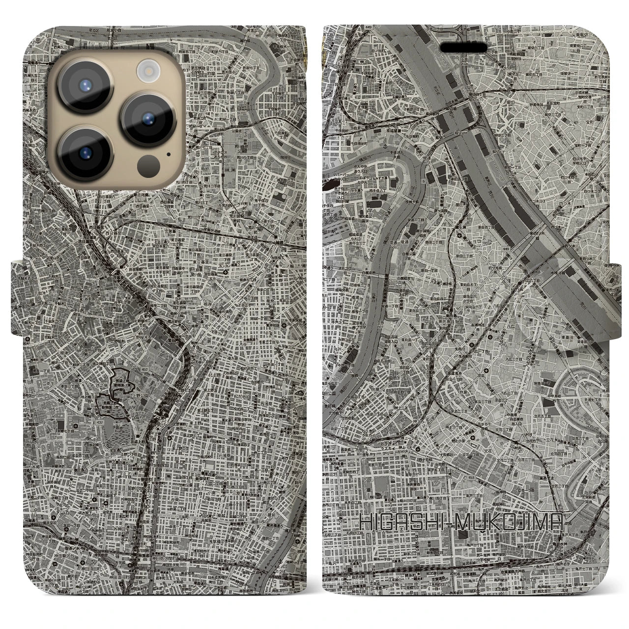 【東向島（東京都）】地図柄iPhoneケース（手帳タイプ）