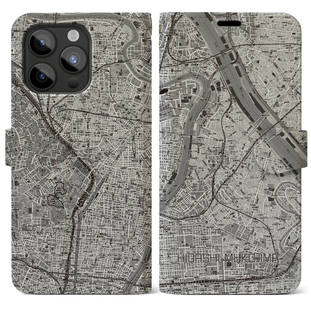 【東向島（東京都）】地図柄iPhoneケース（手帳タイプ）