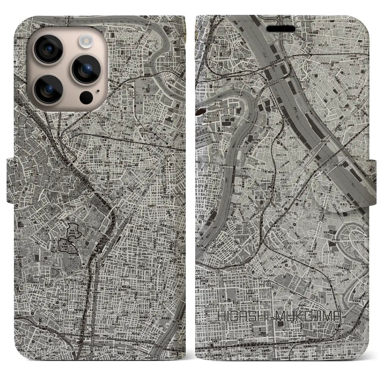 【東向島（東京都）】地図柄iPhoneケース（手帳タイプ）