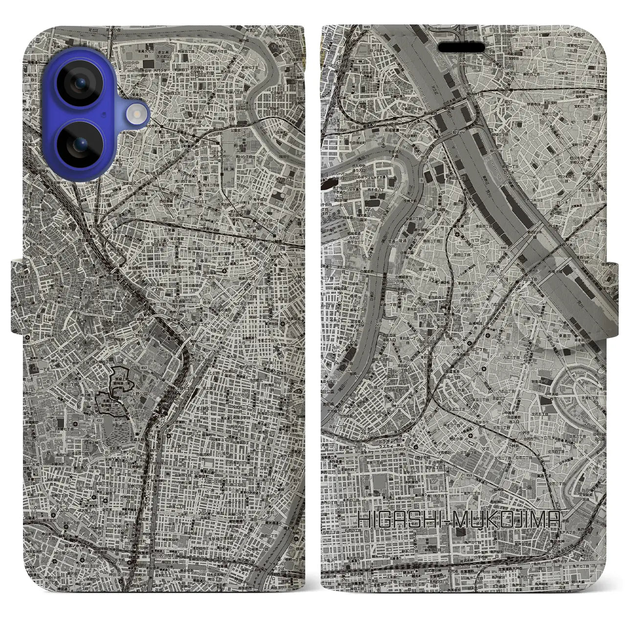 【東向島（東京都）】地図柄iPhoneケース（手帳タイプ）