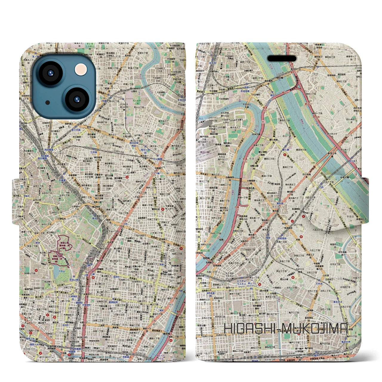 【東向島（東京都）】地図柄iPhoneケース（手帳タイプ）