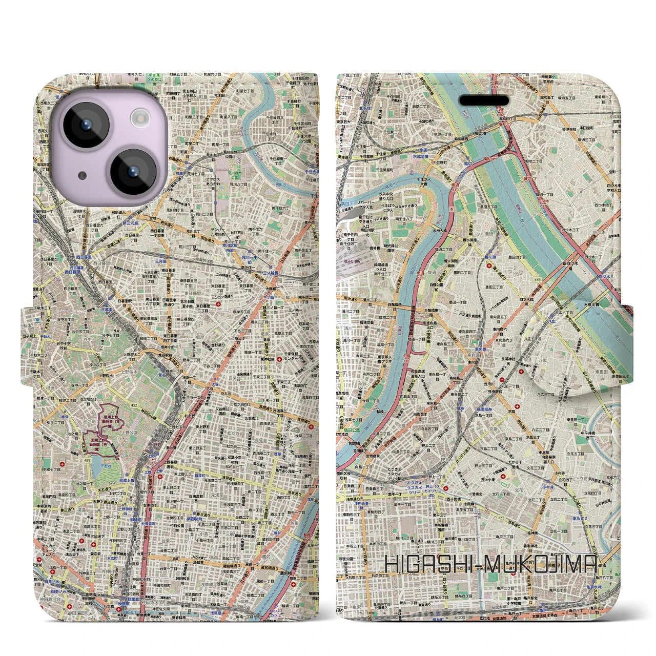 【東向島（東京都）】地図柄iPhoneケース（手帳タイプ）