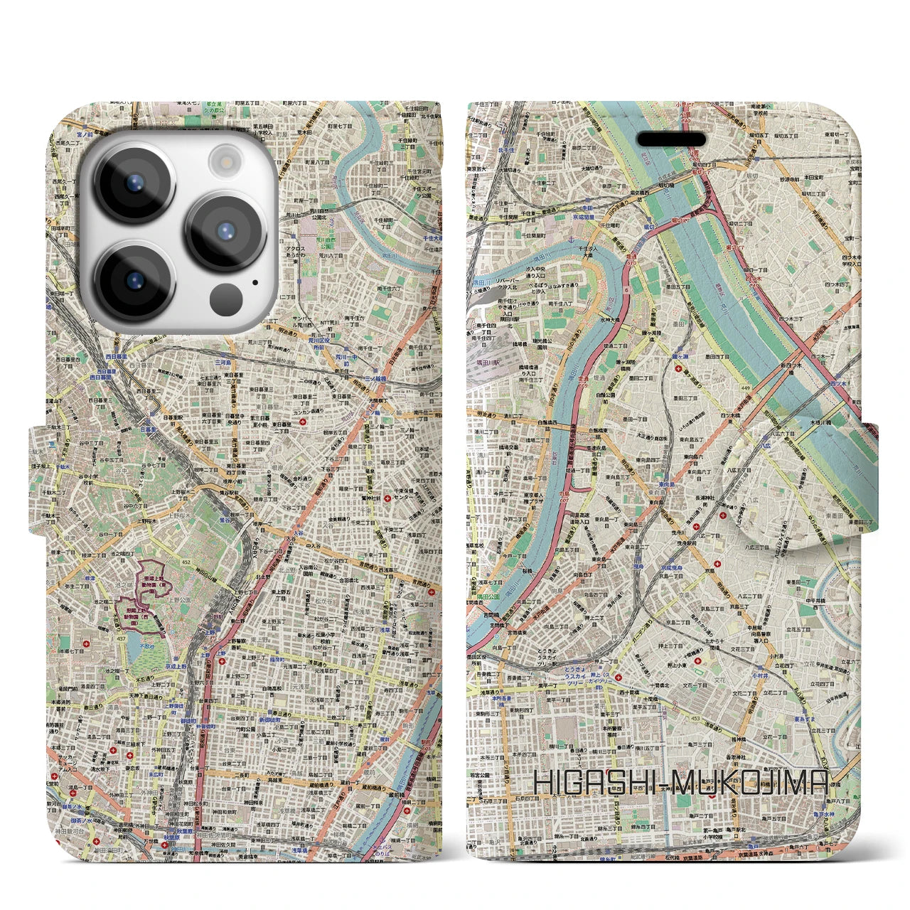 【東向島（東京都）】地図柄iPhoneケース（手帳タイプ）