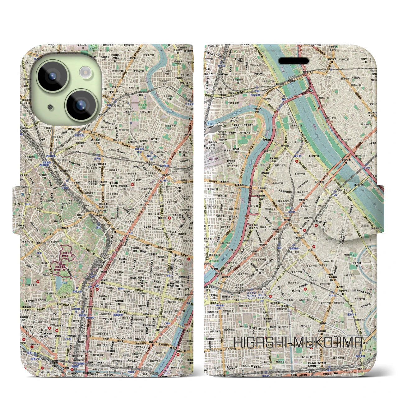 【東向島（東京都）】地図柄iPhoneケース（手帳タイプ）