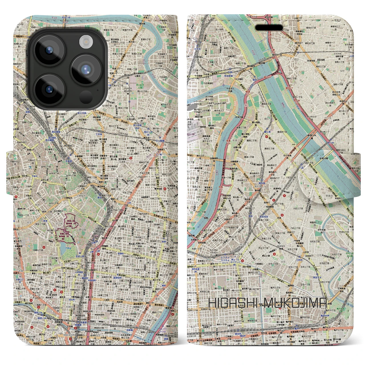 【東向島（東京都）】地図柄iPhoneケース（手帳タイプ）