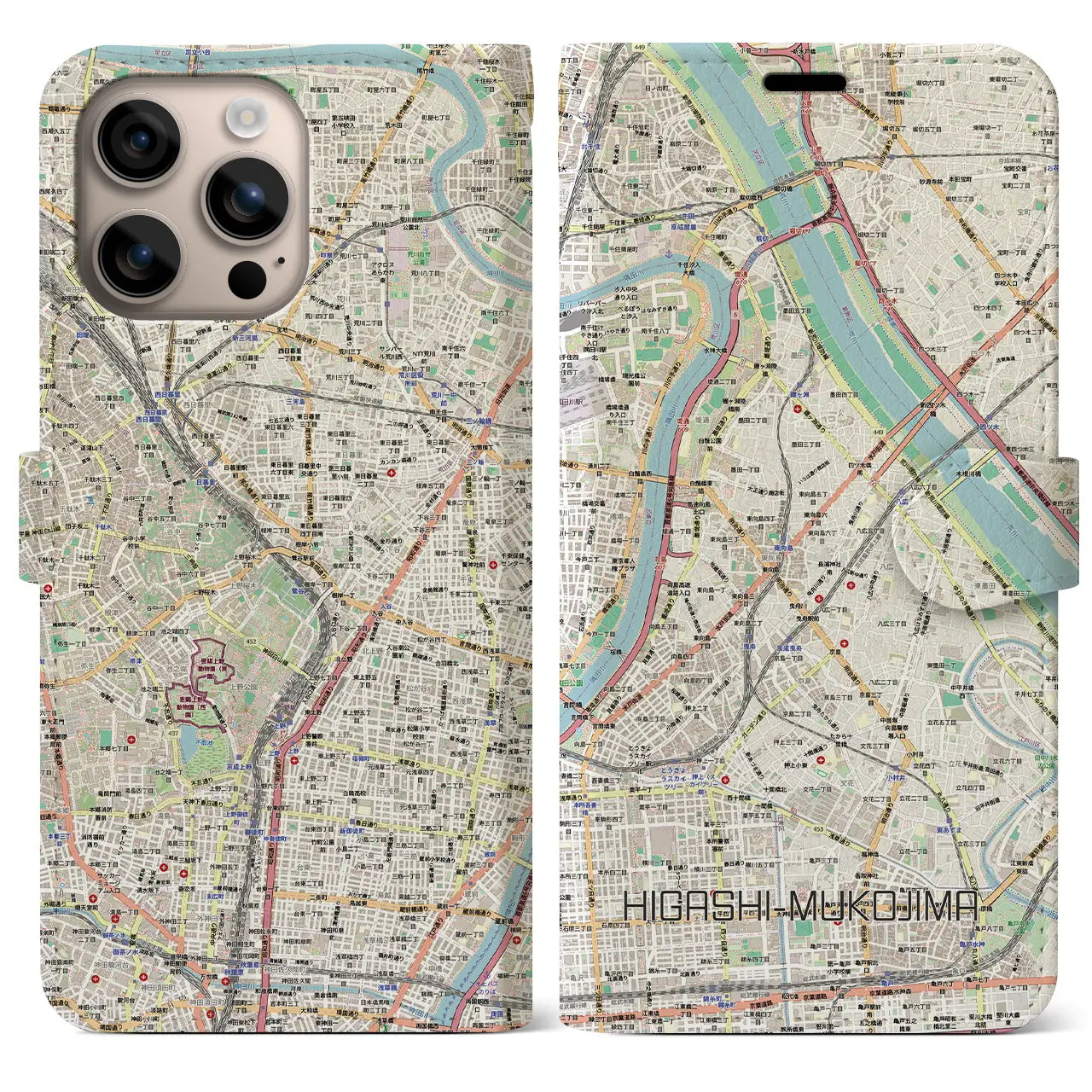 【東向島（東京都）】地図柄iPhoneケース（手帳タイプ）