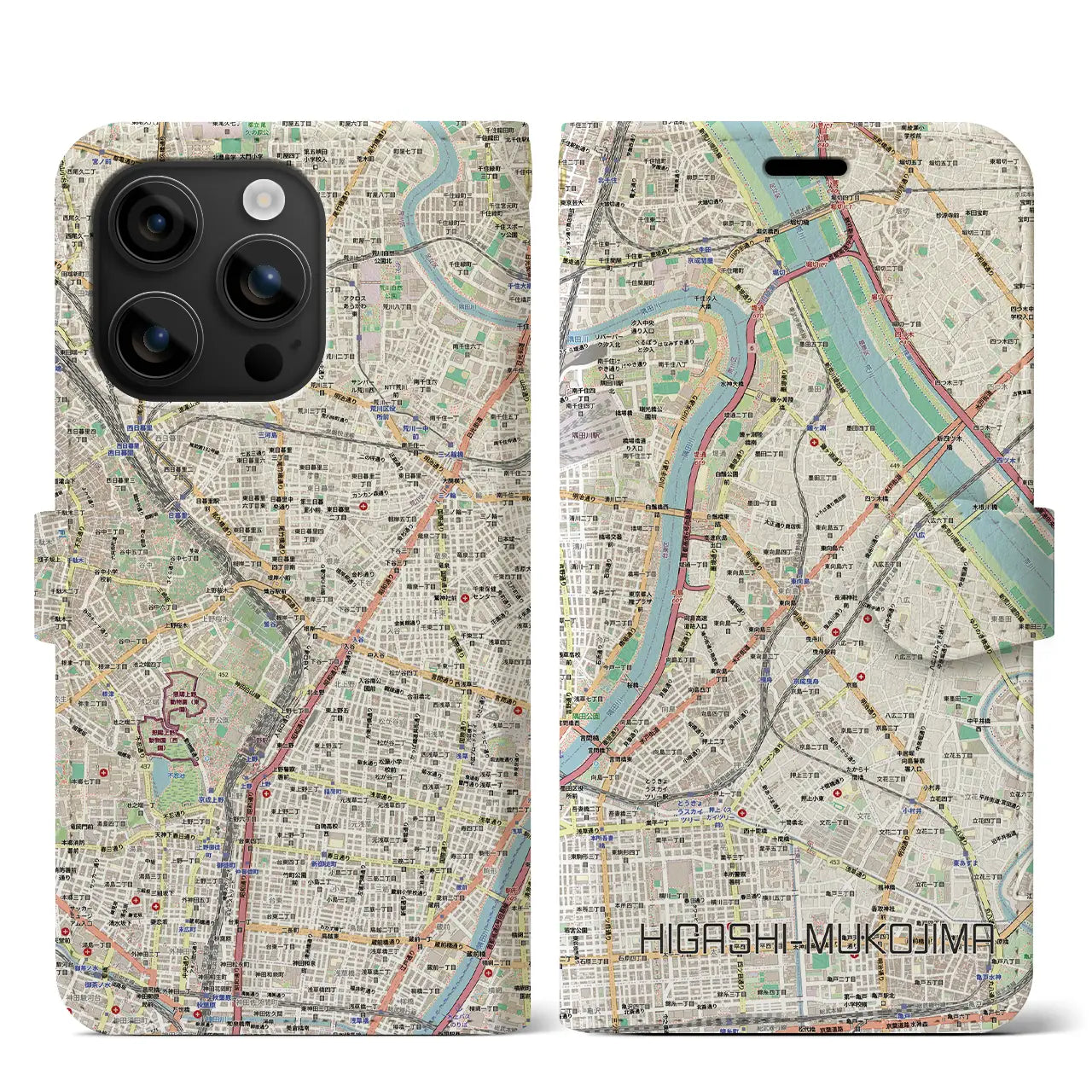 【東向島（東京都）】地図柄iPhoneケース（手帳タイプ）