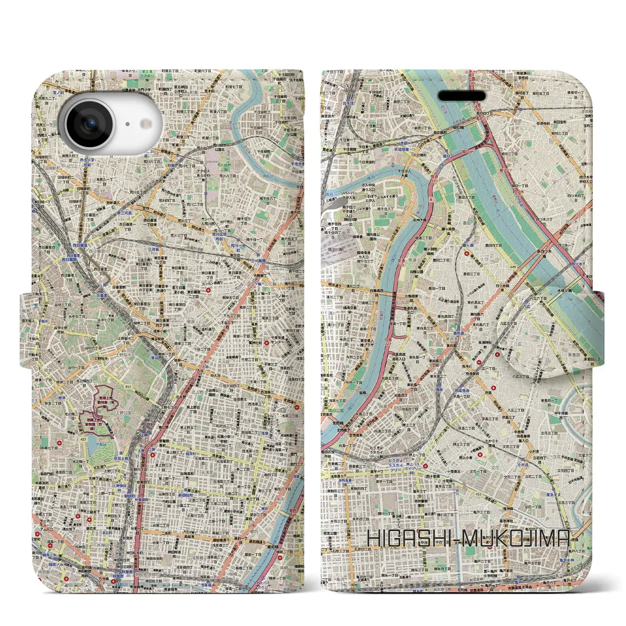【東向島（東京都）】地図柄iPhoneケース（手帳タイプ）