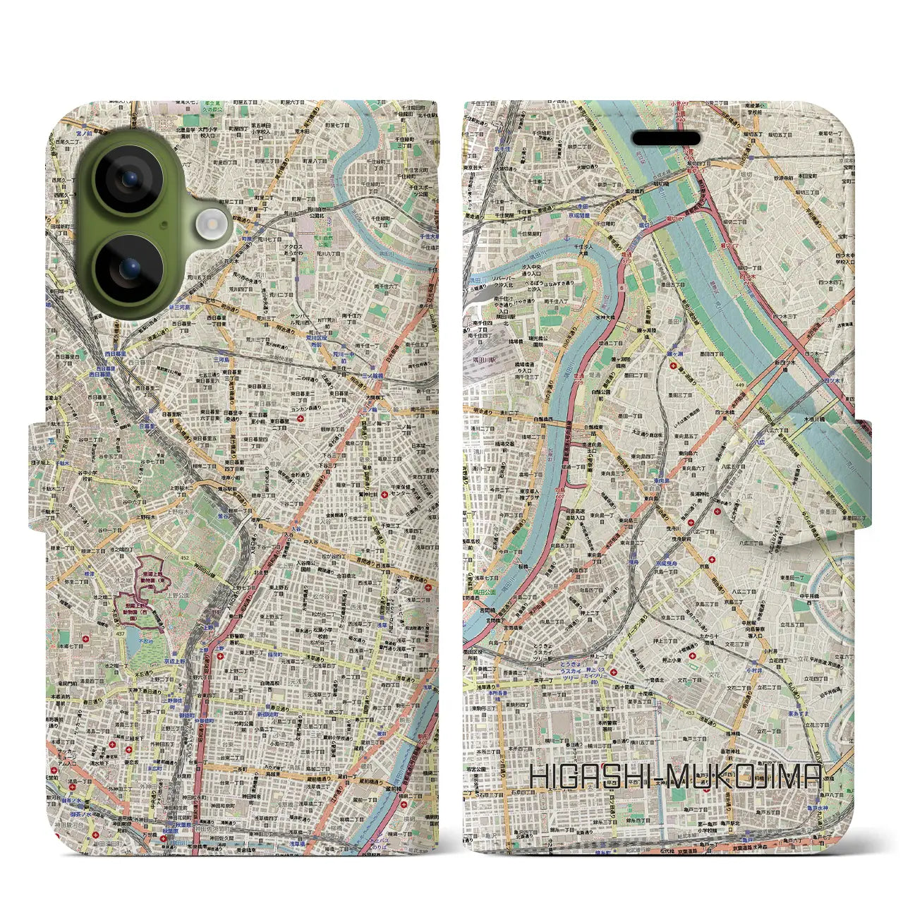 【東向島（東京都）】地図柄iPhoneケース（手帳タイプ）