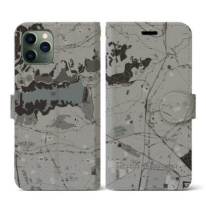 【東村山（東京都）】地図柄iPhoneケース（手帳タイプ）モノトーン・iPhone 11 Pro 用