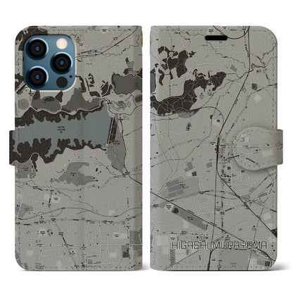【東村山（東京都）】地図柄iPhoneケース（手帳タイプ）モノトーン・iPhone 12 / 12 Pro 用
