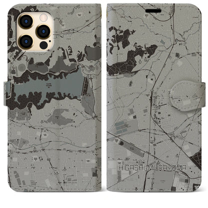 【東村山（東京都）】地図柄iPhoneケース（手帳タイプ）モノトーン・iPhone 12 Pro Max 用