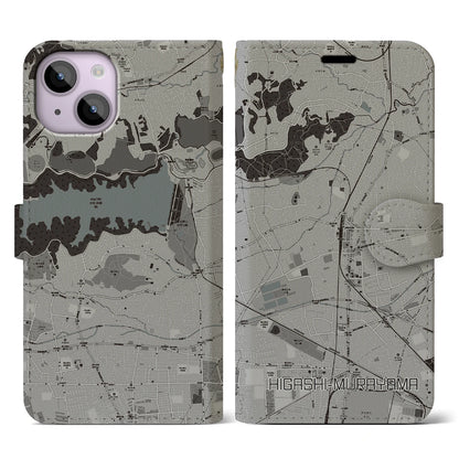 【東村山（東京都）】地図柄iPhoneケース（手帳タイプ）モノトーン・iPhone 14 用