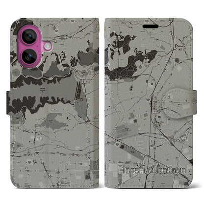 【東村山（東京都）】地図柄iPhoneケース（手帳タイプ）モノトーン・iPhone 16 Pro 用