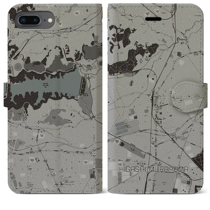 【東村山（東京都）】地図柄iPhoneケース（手帳タイプ）モノトーン・iPhone 8Plus /7Plus / 6sPlus / 6Plus 用