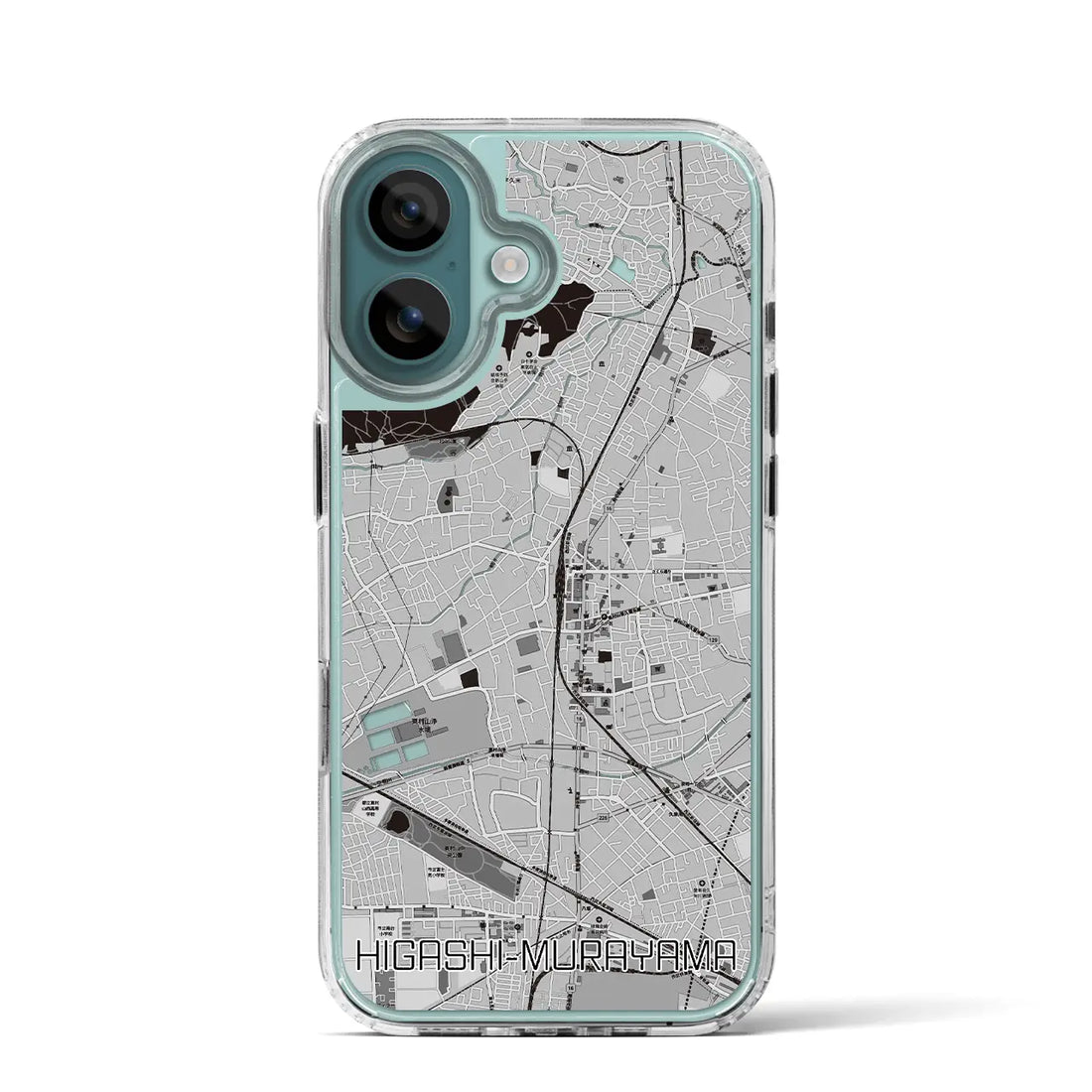 【東村山(東京都)】地図柄iPhoneケース(MagSafeタイプ)モノトーン・iPhone 16 Pro 用