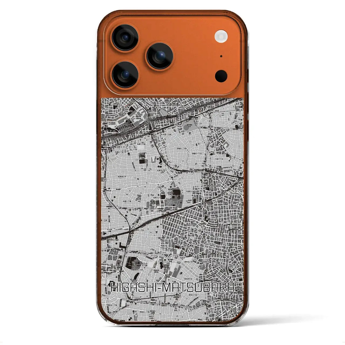 【東松原(東京都)】地図柄iPhoneケース(クリアタイプ)モノトーン・iPhone 17 Pro Max 用