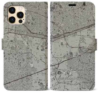 【東松原（東京都）】地図柄iPhoneケース（手帳タイプ）モノトーン・iPhone 12 Pro Max 用