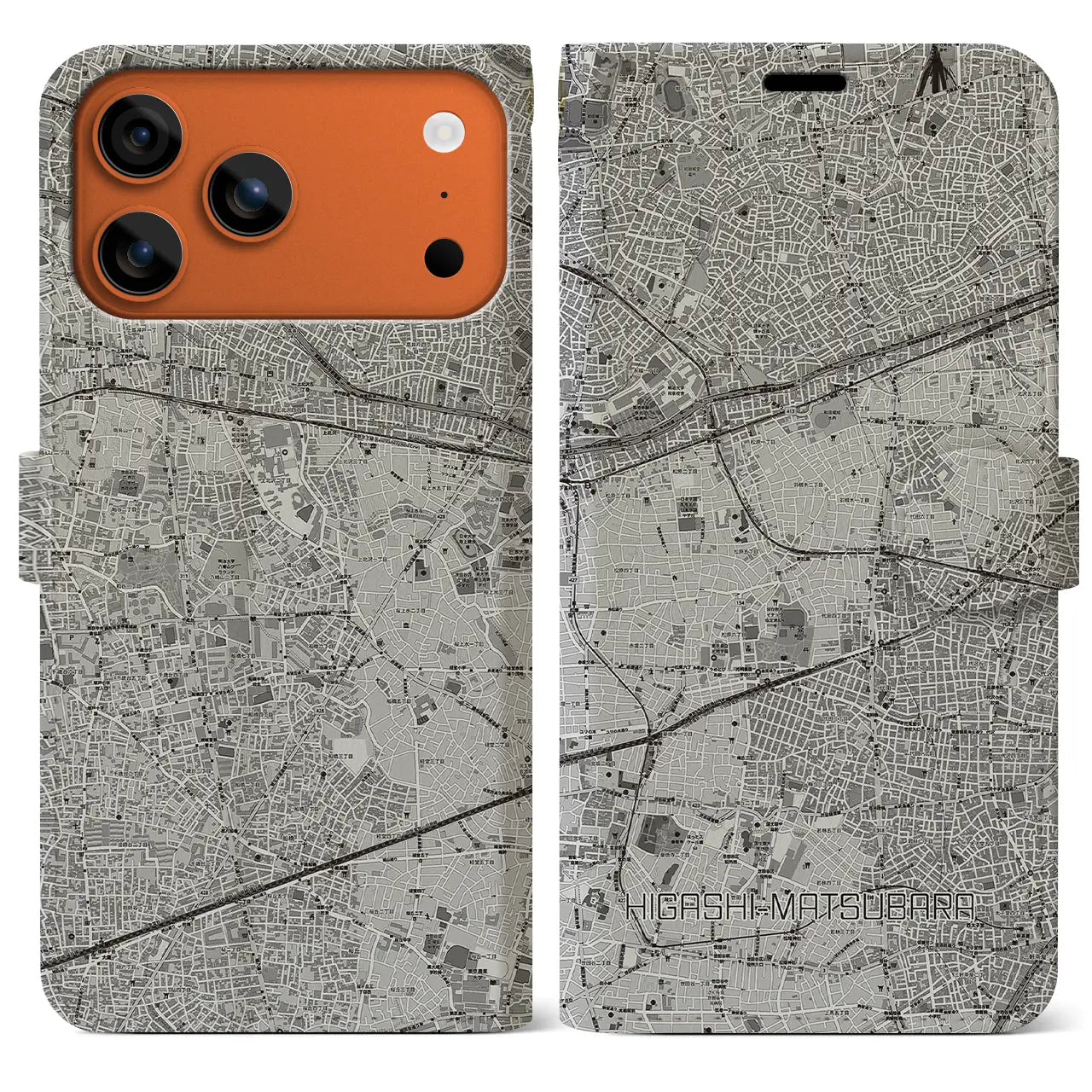 【東松原（東京都）】地図柄iPhoneケース（手帳タイプ）