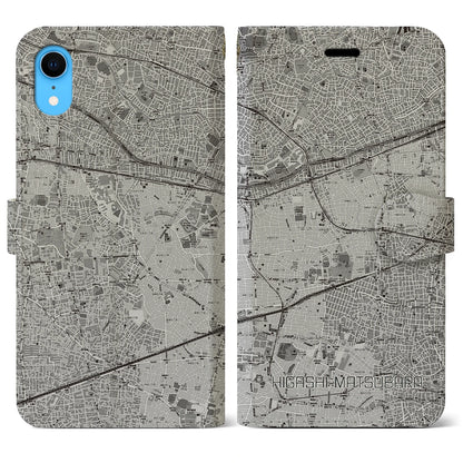 【東松原（東京都）】地図柄iPhoneケース（手帳タイプ）モノトーン・iPhone XR 用