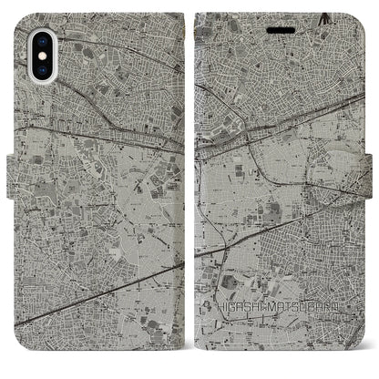 【東松原（東京都）】地図柄iPhoneケース（手帳タイプ）モノトーン・iPhone XS Max 用