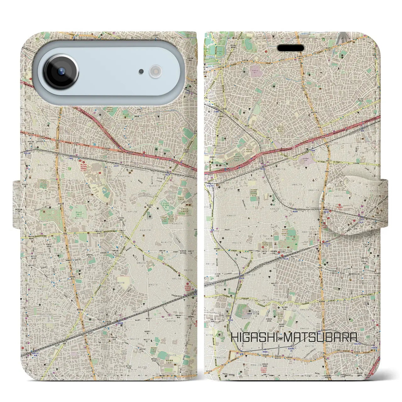 【東松原（東京都）】地図柄iPhoneケース（手帳タイプ）