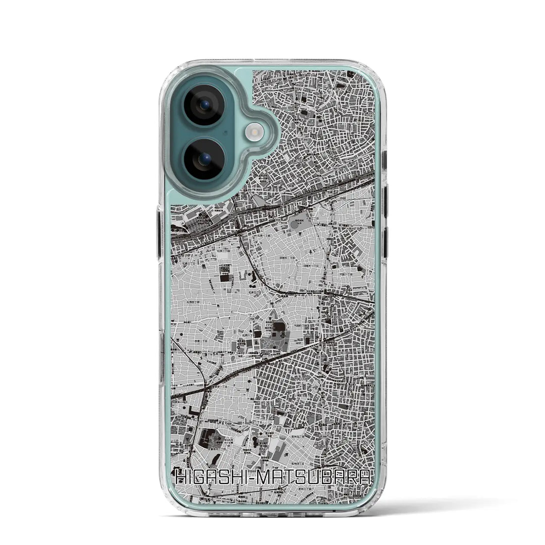 【東松原（東京都）】地図柄iPhoneケース（MagSafeタイプ）モノトーン・iPhone 16 Pro 用