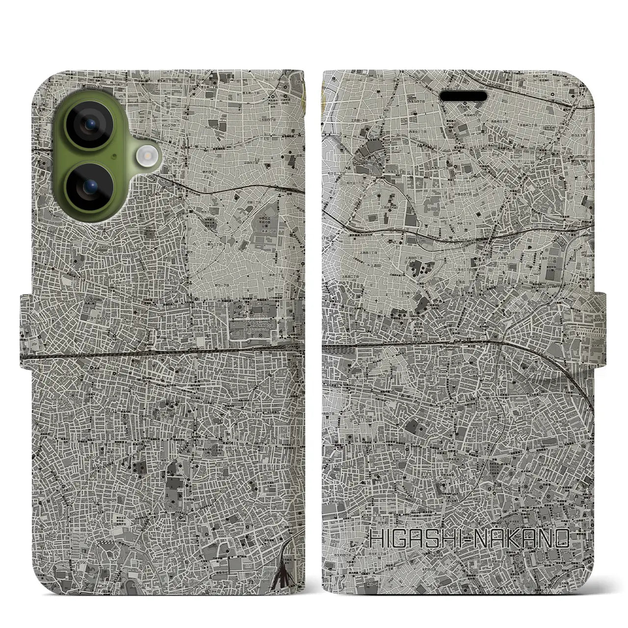 【東中野2（東京都）】地図柄iPhoneケース（手帳タイプ）