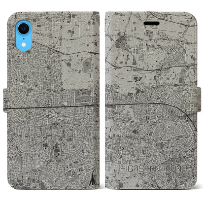 【東中野2（東京都）】地図柄iPhoneケース（手帳タイプ）モノトーン・iPhone XR 用