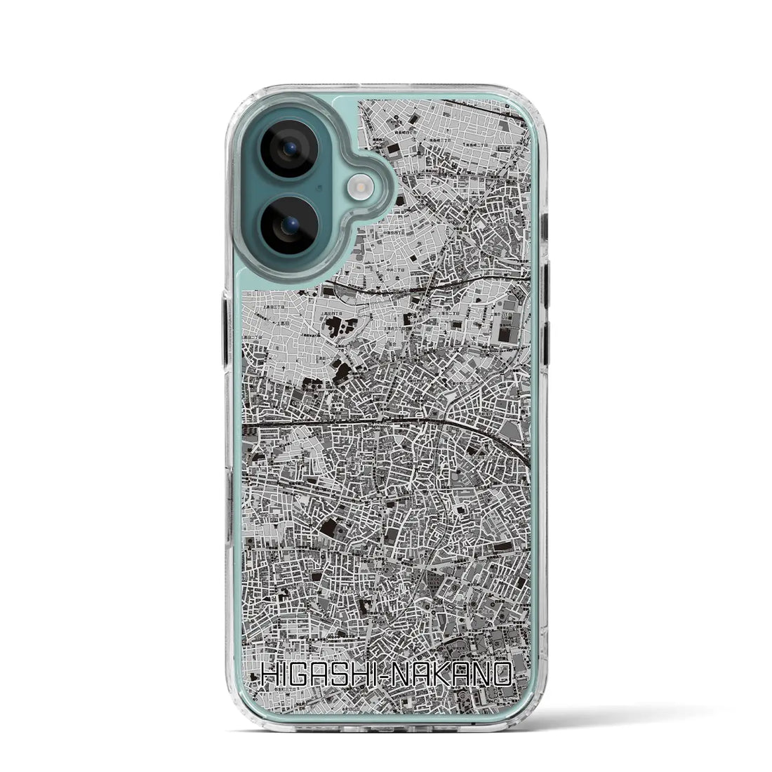 【東中野2（東京都）】地図柄iPhoneケース（MagSafeタイプ）モノトーン・iPhone 16 Pro 用