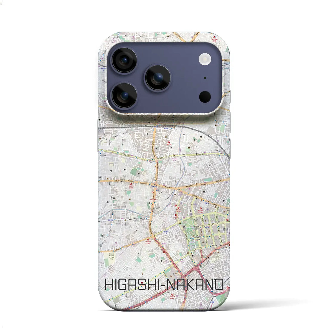 【東中野(東京都)】地図柄iPhoneケース(バックカバータイプ)ブラック・iPhone 17 Pro Max 用