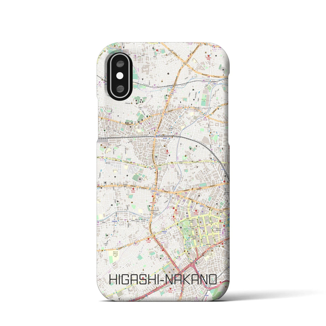 【東中野（東京都）】地図柄iPhoneケース（バックカバータイプ）ナチュラル・iPhone XS / X 用