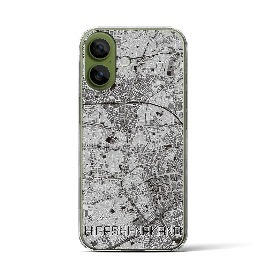 【東中野（東京都）】地図柄iPhoneケース（クリアタイプ）モノトーン・iPhone 17 Pro Max 用