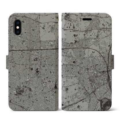 【東中野（東京都）】地図柄iPhoneケース（手帳タイプ）モノトーン・iPhone XS / X 用