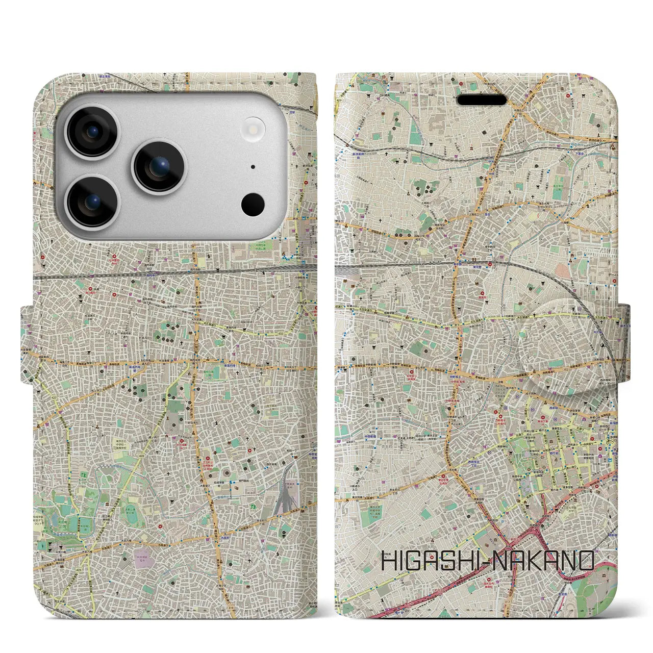 【東中野（東京都）】地図柄iPhoneケース（手帳タイプ）