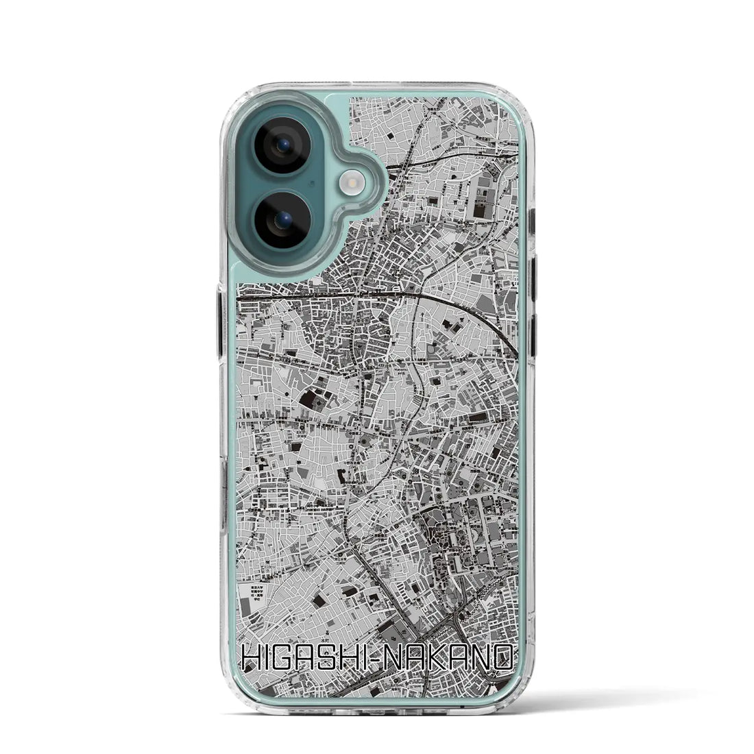【東中野（東京都）】地図柄iPhoneケース（MagSafeタイプ）モノトーン・iPhone 16 Pro 用