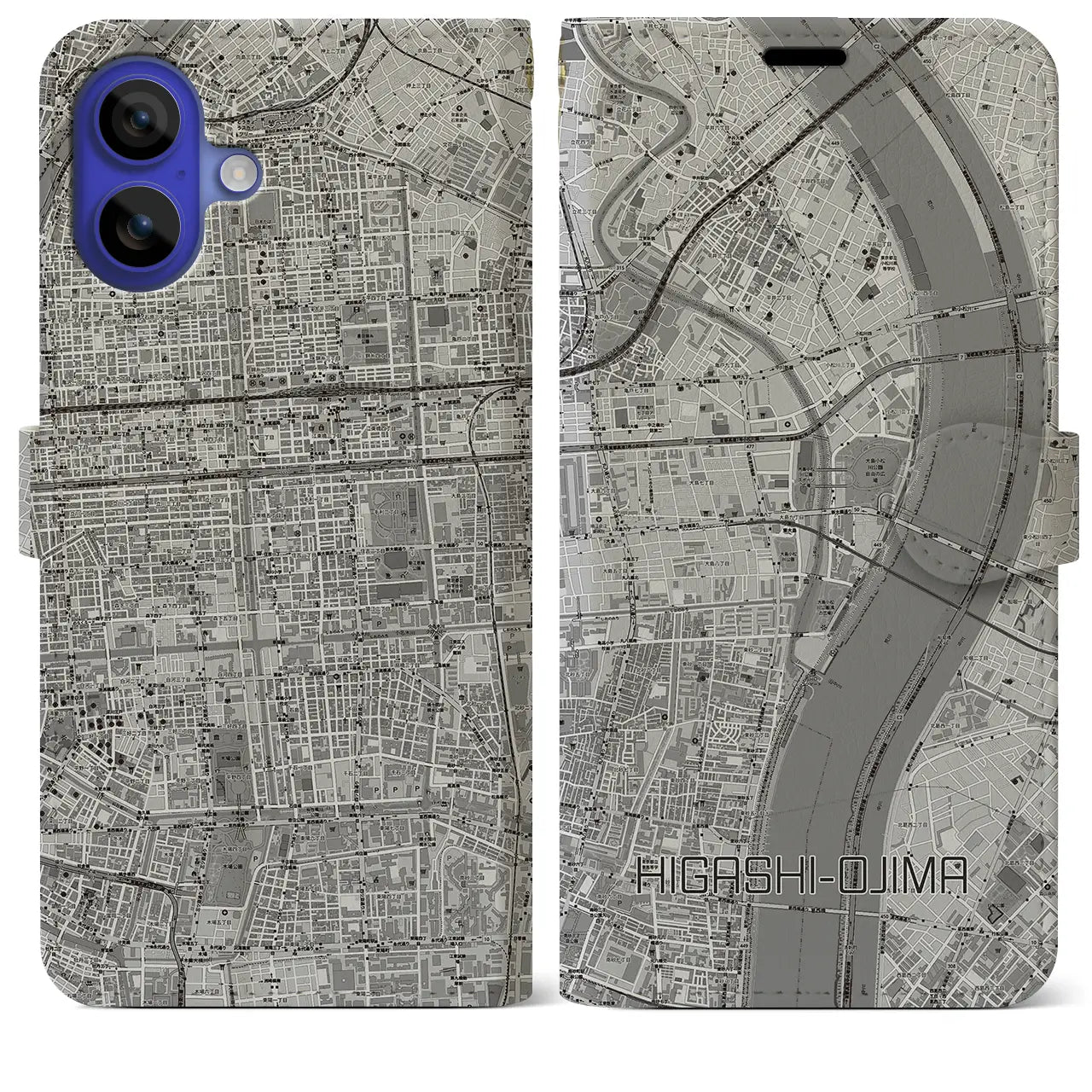 【東大島（東京都）】地図柄iPhoneケース（手帳タイプ）