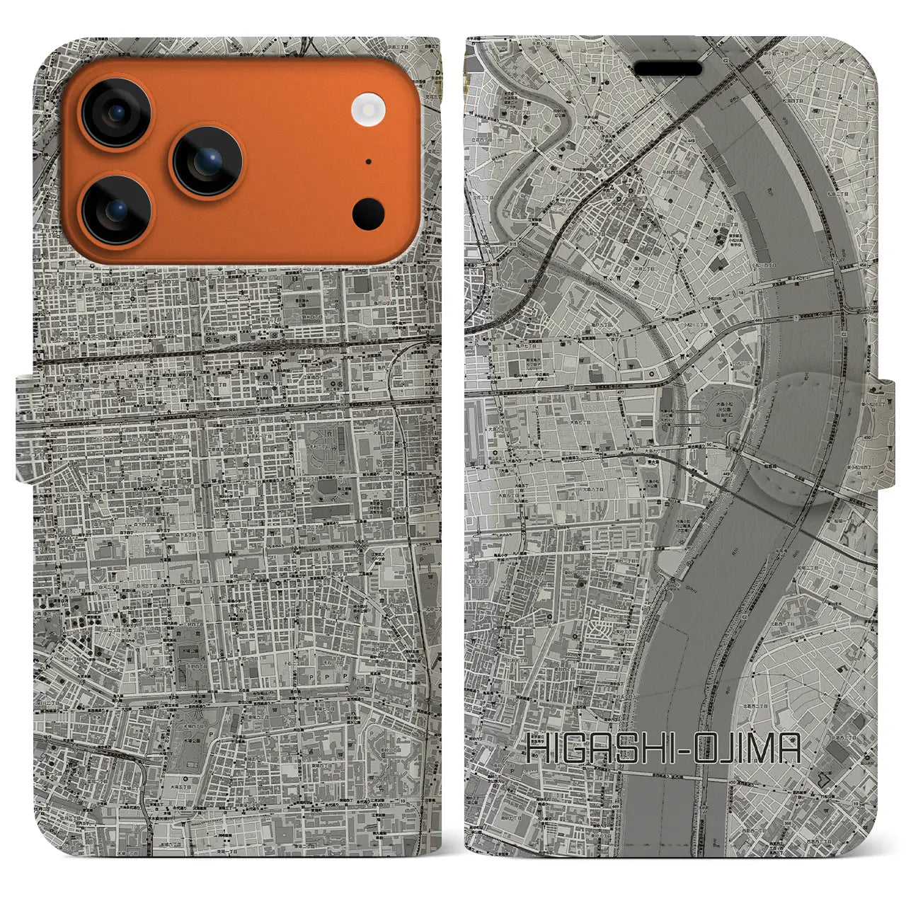 【東大島（東京都）】地図柄iPhoneケース（手帳タイプ）