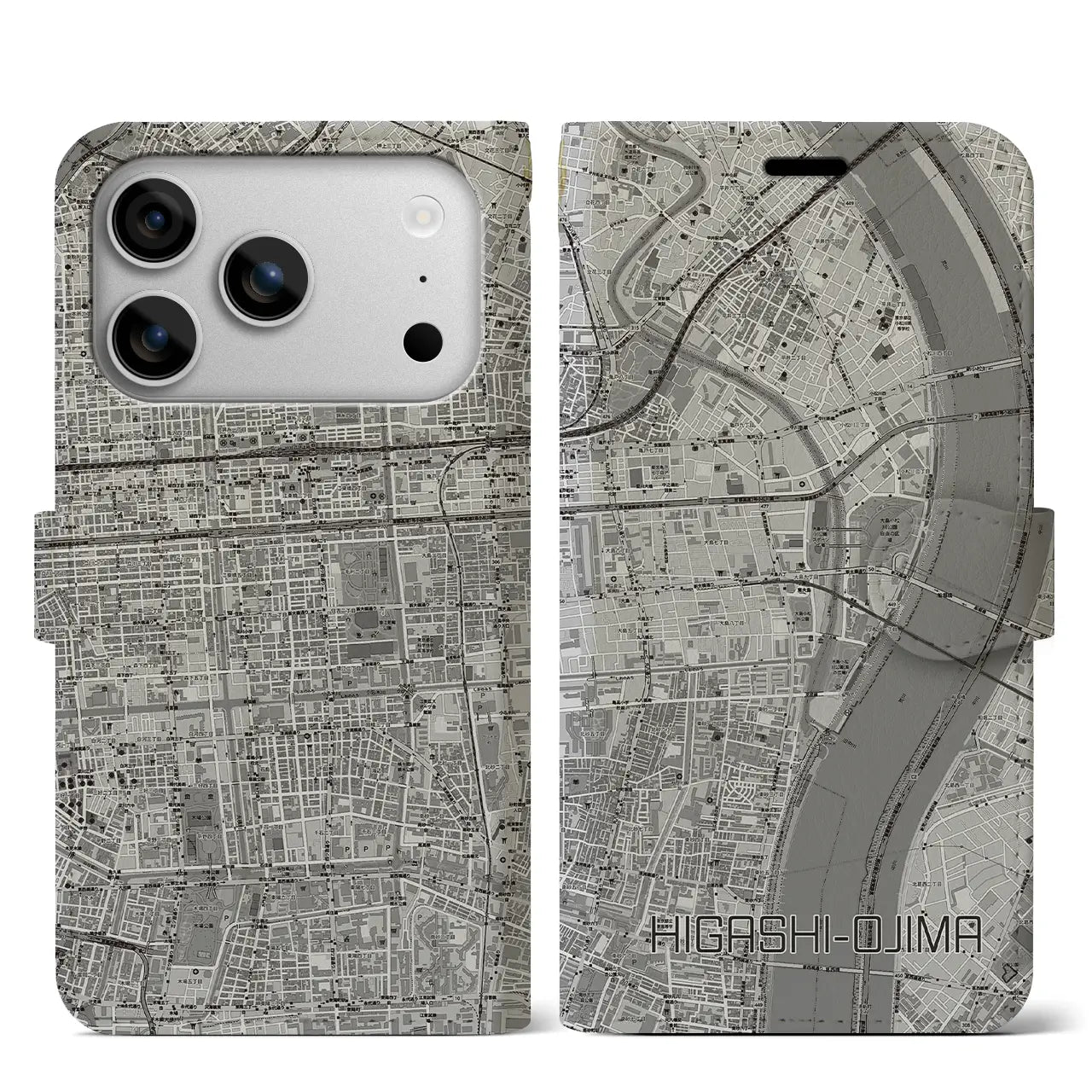 【東大島（東京都）】地図柄iPhoneケース（手帳タイプ）